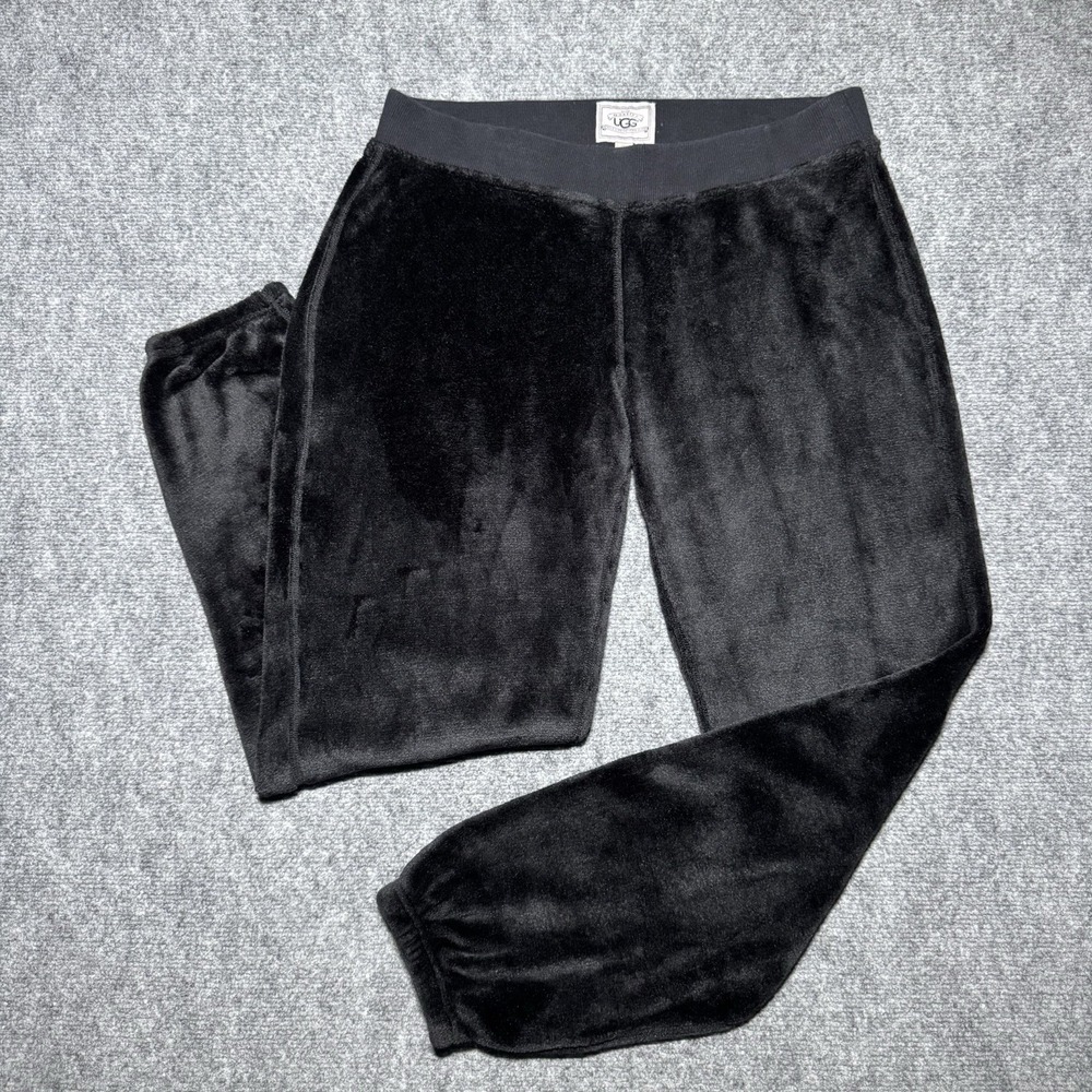 UGG Sherpa Fleece Lined Joggers Women Size Medium Pull On Black Fit 32x29